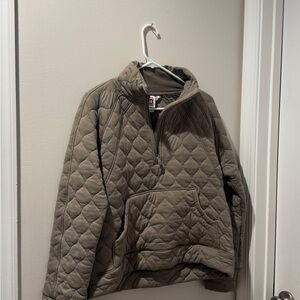 Avalanche Quilted Teddy Jacket in Taupe